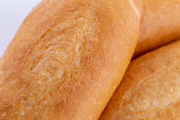 French bread isolated on white background. Fresh and crispy