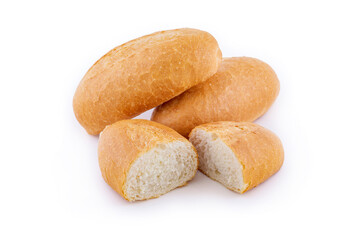 French bread isolated on white background. Fresh and crispy