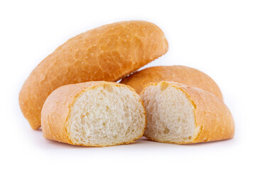 Fototapeta na wymiar French bread isolated on white background. Fresh and crispy