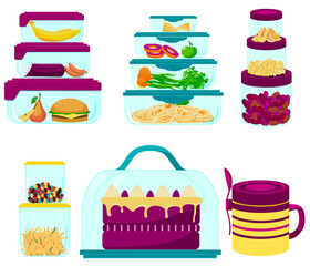  A set of containers with different products.