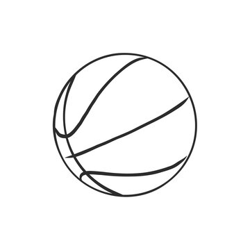 illustration of a basketball outline isolated in white background. basketball ball, vector sketch illustration