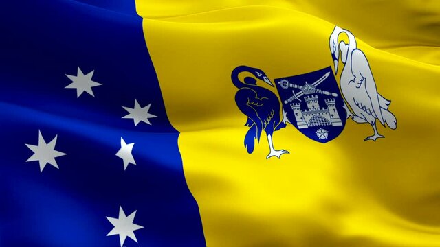 Australian Capital Territory flag waving in wind video footage Full HD. Federal Capital Territory Flag background. Australian Capital Flag Looping Closeup 1080p Full HD 1920X1080 footage. Australian 