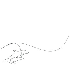 Obraz premium Dolphins animal swimming on ocean, vector illustration