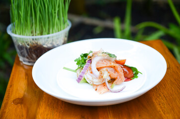 salad with shrimp and salmon