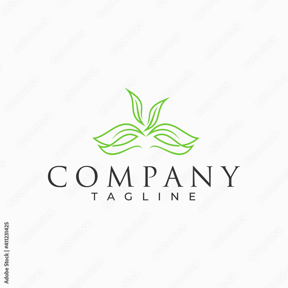 Wall mural organic plant logo design in an abstract feminine style.