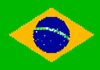 Honeycomb pattern brazilian flag illustration. Vector