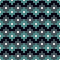 Chakana inca crosses seamless pattern. Ethnic embroidery print. Ornamental folk wallpaper. Native american ornament