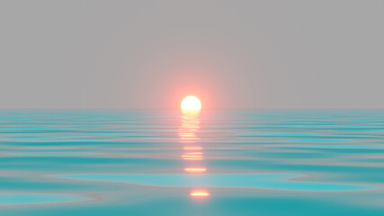 The calm ocean surface on sunset.