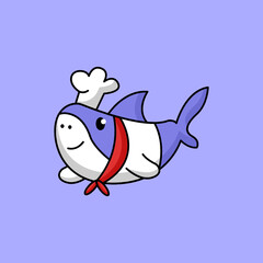 Cute sea animal in a chef costume