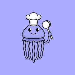 Cute sea animal in a chef costume