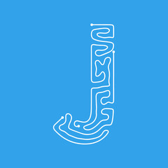 Techno Cyber Alphabet. Digital hi-tech Style Font. Letters J. Vector