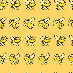 Bananas seamless pattern, Hand drawn. Vector illustration eps.10