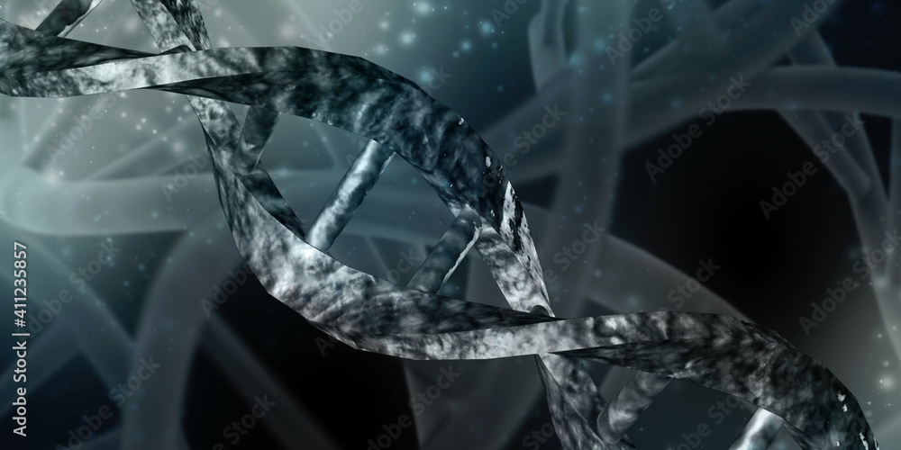 Poster 3d render of dna structure, abstract background
