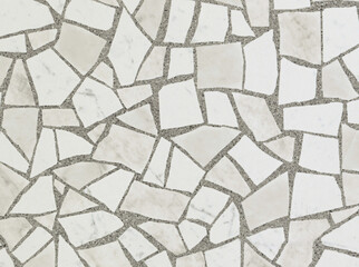 Obraz premium Broken tiles mosaic seamless pattern. Cream and Brown the tile wall high resolution real photo or brick seamless and texture interior background. 