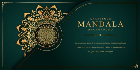 Luxury mandala background with golden arabesque pattern Arabic Islamic east style. Decorative mandala for print, poster, cover, brochure, flyer, banner.