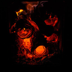 Smoldering paper rolls