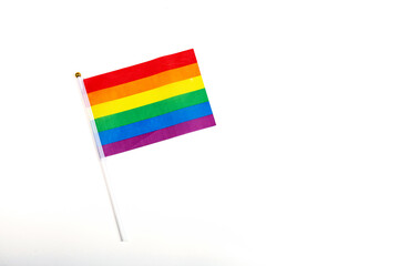 Mockup made with the LGBT pride flag with the heart coloured in LGBTQ pride colours. Pride Day 2020 and International Day Against Homophobia during Quarantine of the Coronavirus Covid-19 lockdown.