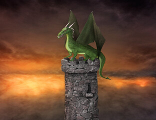 Dragon on a tower