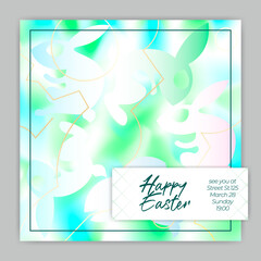 Elegant design with abstract easter bunny and green blue fog