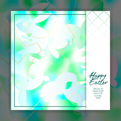 Elegant design with abstract easter bunny and green blue fog