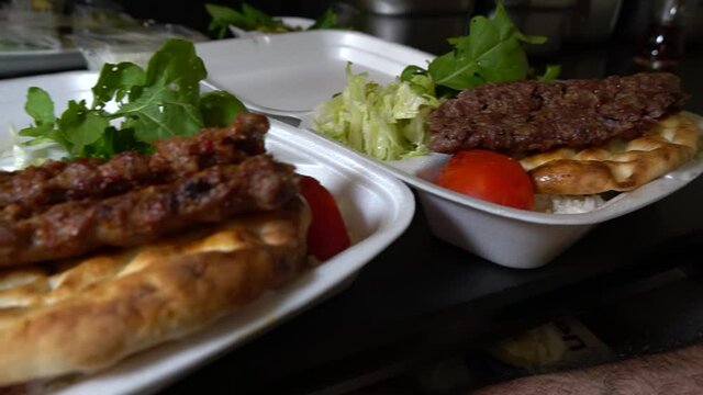 Adana kebab. Turkish kebab. meat serving.