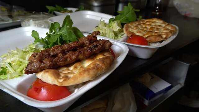 Adana kebab. Turkish kebab. meat serving.