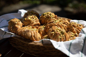 Kanelbullar buns pastry in a basket