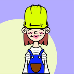 technician girl in a yellow hat