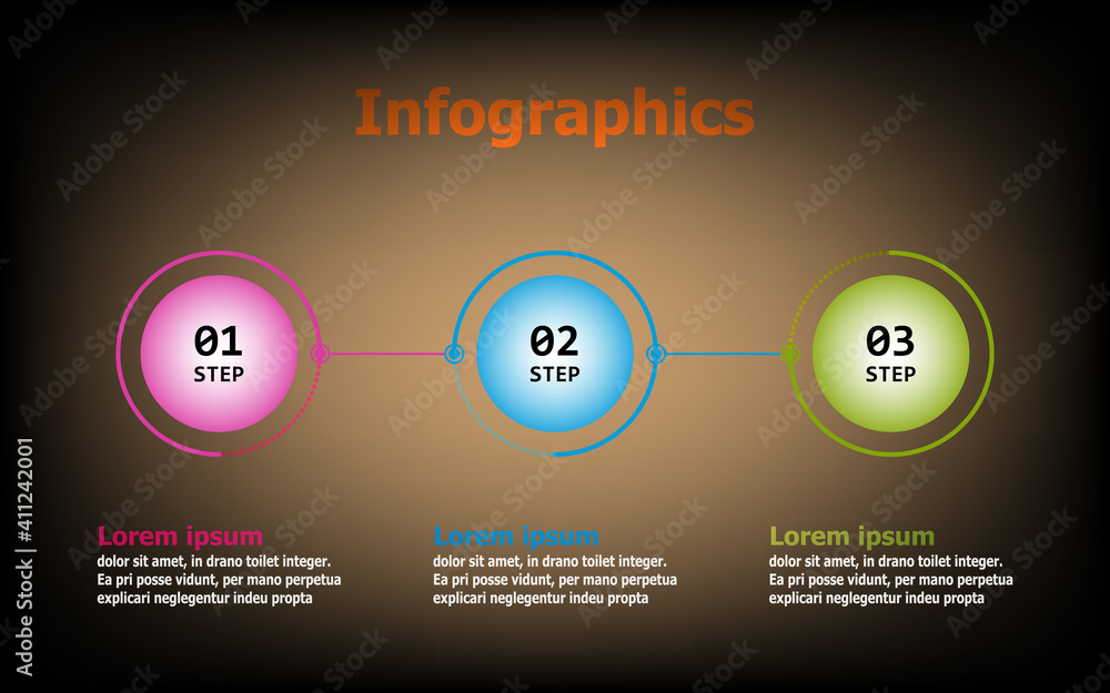 Fototapete timeline infographic vector design 3 element and number options. presentation business infographic t