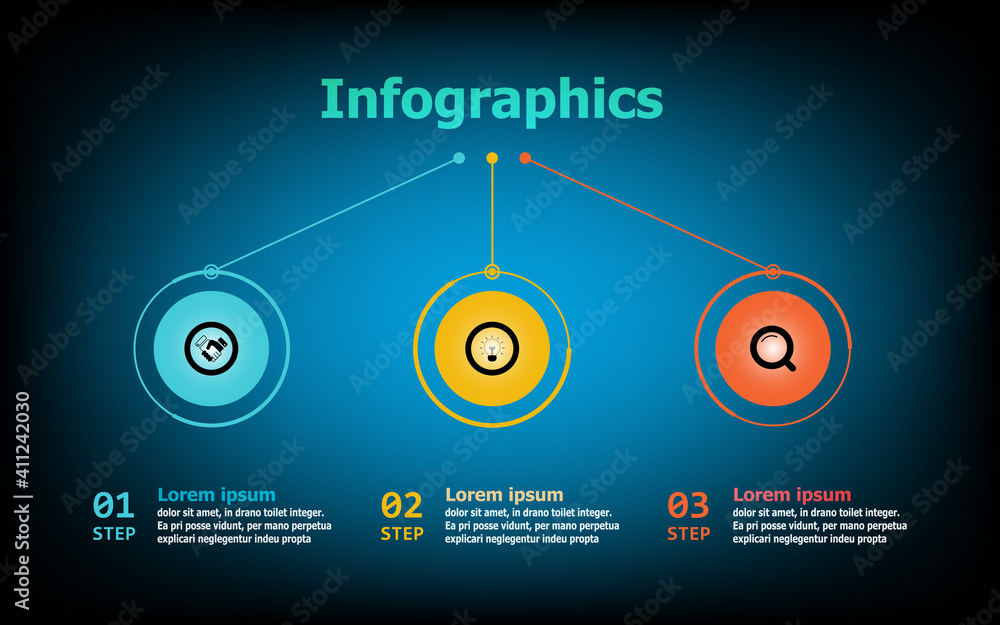 Fototapete timeline infographic vector design 3 element and number options. presentation business infographic t