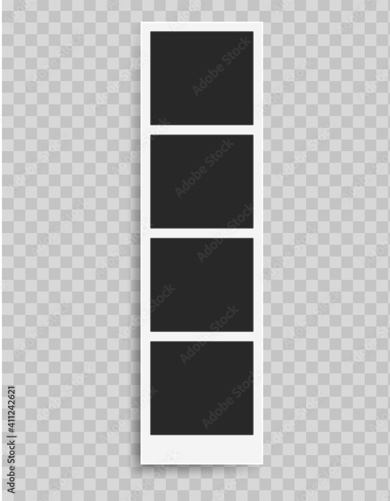Poster photo booth pictures. retro photo vertical frame 3d template. square blank picture, realistic empty 