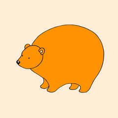 Plump bear. Inhabitant of the taiga. Wild animal. Vector hand-drawn doodle illustration.