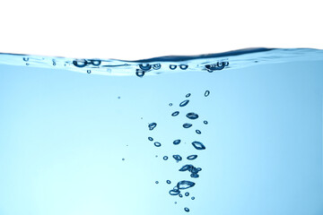 Water waves and bubbles on a white background. Water ripples