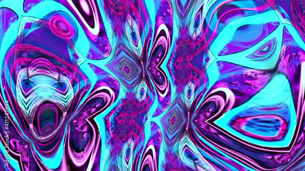 Poster abstract colorful animation hypnotic psychedelic motion background. 4k 3d seamless loop purple pink 