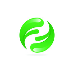 abstract green logo initial F