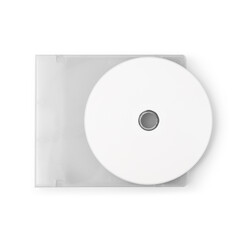 Realistic white cd with box cover template isolated on white background with clipping path.