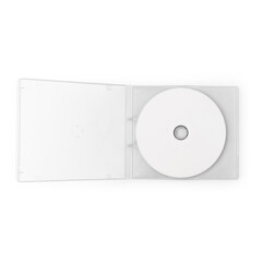 Realistic white cd with box cover template isolated on white background with clipping path.
