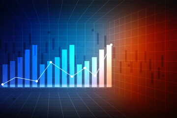 2d rendering Stock market online business concept. business Graph 