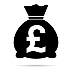 Money bag icon isolated on white background. Bank symbol, profit graphic, flat web sign
