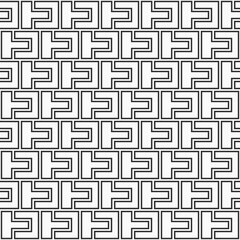 Abstract seamless pattern of interlocking shapes. Modern stylish texture. Connecting geometric tiles. Vector monochrome background.
