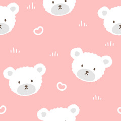 Teddy Bear Seamless Pattern Background, Happy cute bear, Cartoon Panda Bears Vector illustration for kids forest background with dots