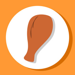 fried chicken on a plate flat design vector