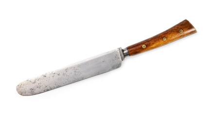 Vintage kitchen knife for cutting meat isolated on white with clipping path