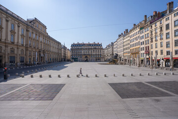 Obraz premium PLace des Terreaux pendant le confinement, Lyon, France