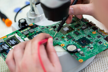 Close-up multimeter on the laptop