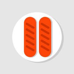 sausages grilled top view icon flat design isolated