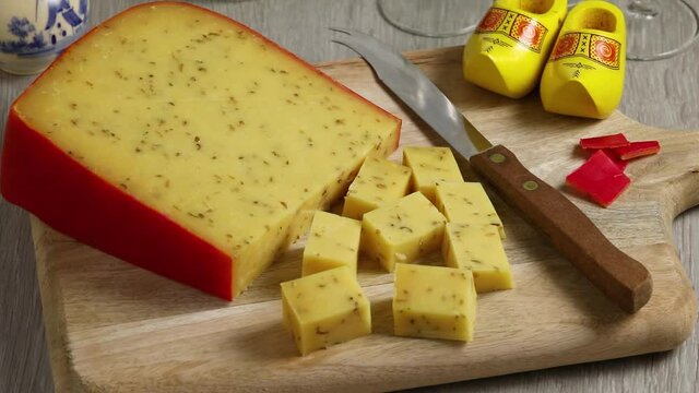 Traditional  low fat Dutch Pan Pan cumin cheese and cubes