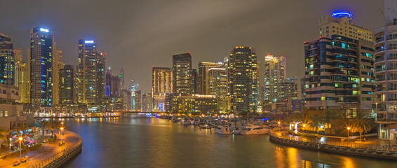 Fototapeta na wymiar Dubai - The nightly panorama of Marina.