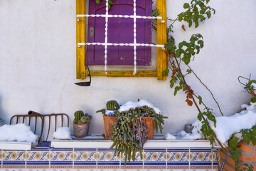 Interior patio with decorative elements in typically Andalusian colors