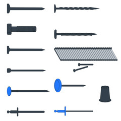 bolts nail screw rivet vector icon